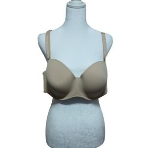 Cacique Multi-Way Strapless Underwire Bra Tan Beige 42C Smooth Molded Cup